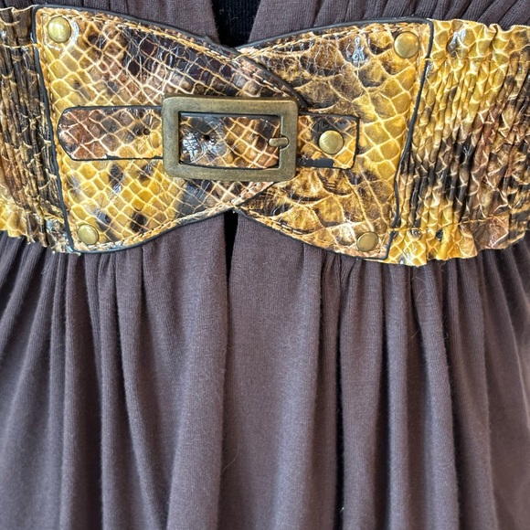 Sky Brown Reptile Print Accent Stretch Top XS - Picture 5 of 5